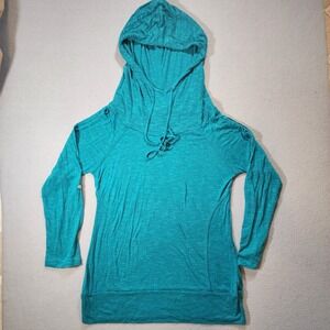 Neon‎ Soul 3/4 sleeve hooded cowl neck shirt teal size large